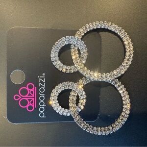 Paparazzi Glittering Silver Circle Earrings